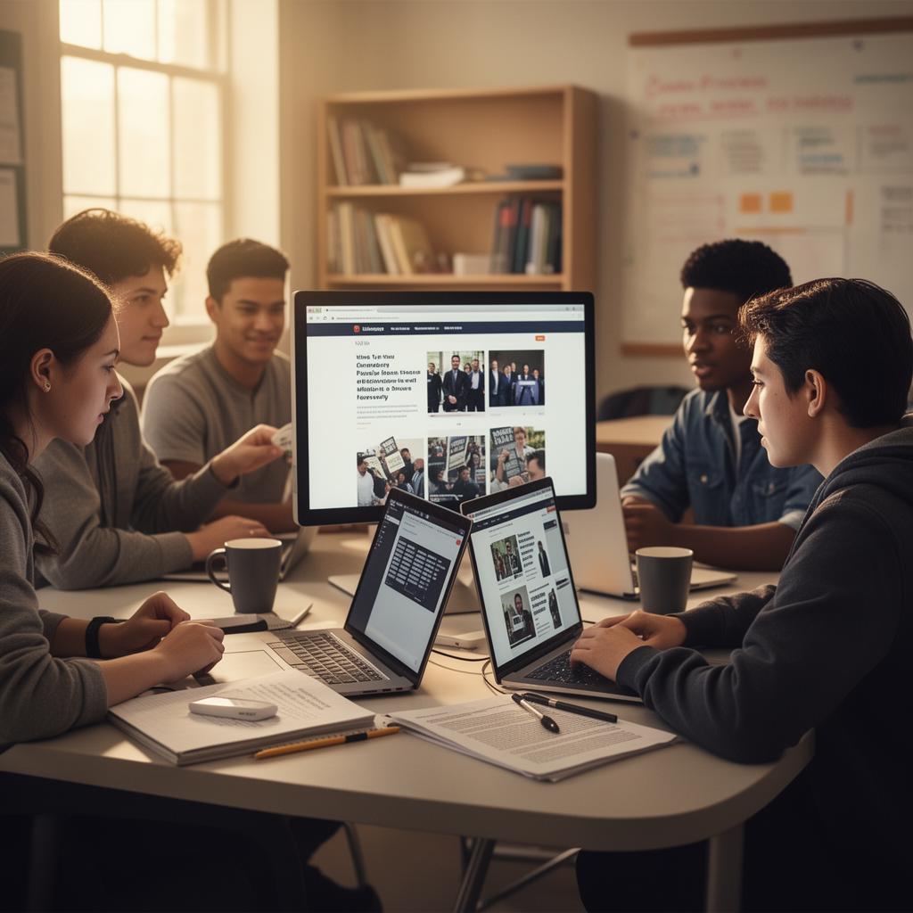 Estudantes de Jornalismo desenvolvendo o portal experimental.